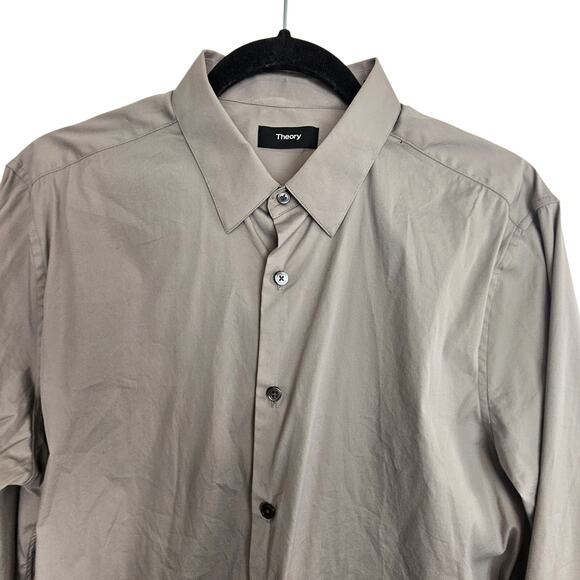 Theory Mens Shirt M Gray Button Front Long Sleeve Dress Shirt Collared Neck - Picture 2 of 9